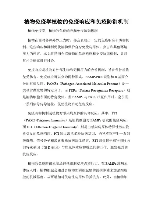 植物免疫学植物的免疫响应和免疫防御机制