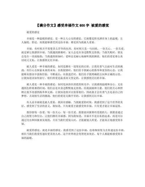 【满分作文】感受幸福作文600字 被爱的感觉