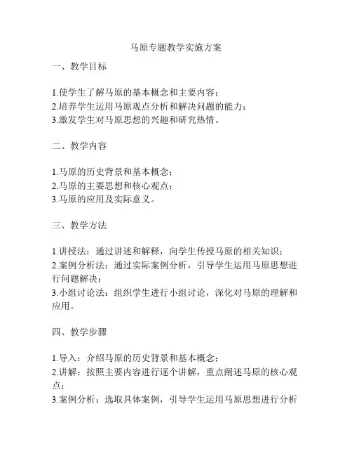 马原专题教学实施方案