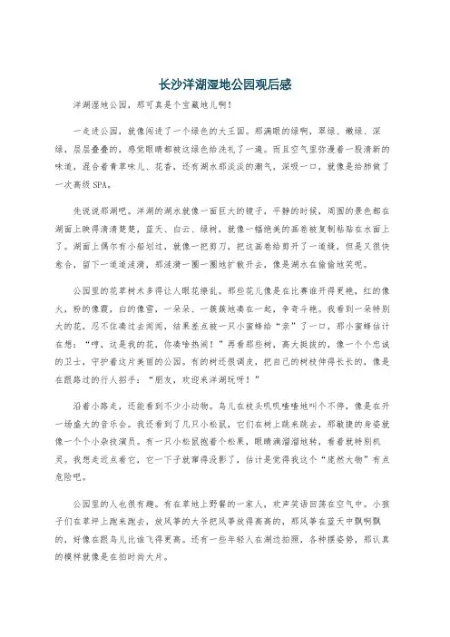 长沙洋湖湿地公园观后感