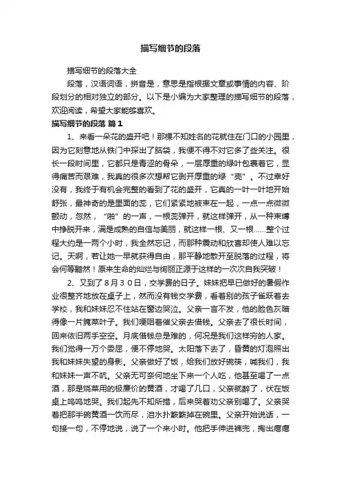 描写细节的段落大全