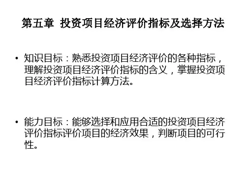 投资项目经济评价指标及选择方法.ppt