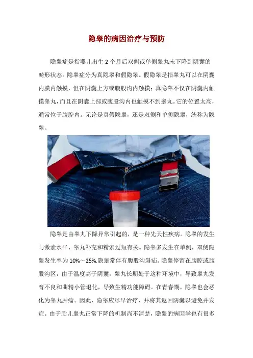 隐睾的病因治疗与预防