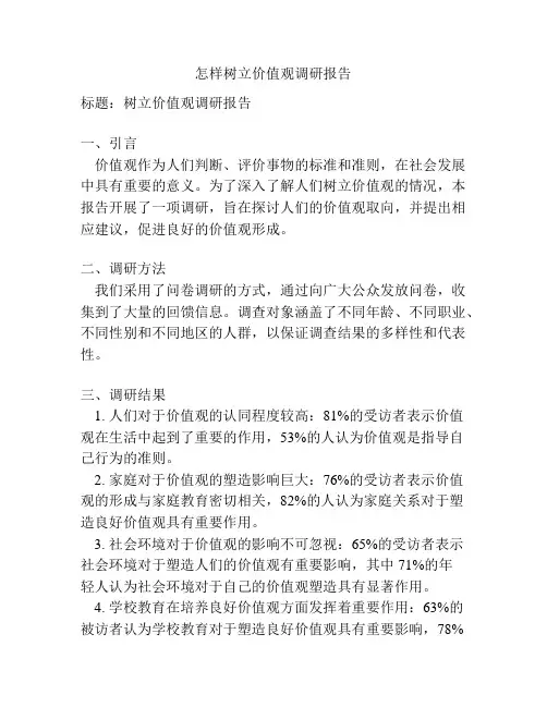 怎样树立价值观调研报告