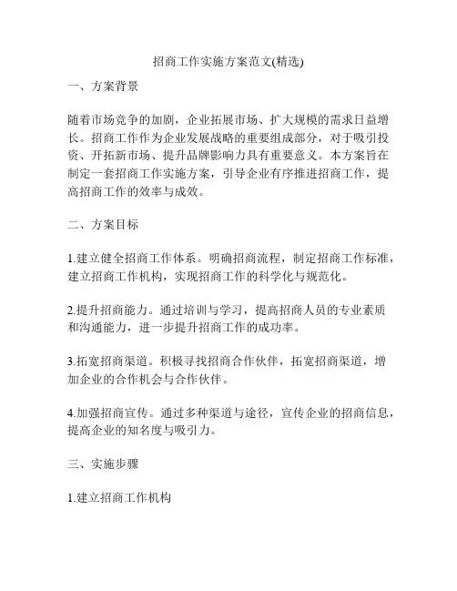 招商工作实施方案范文(精选)