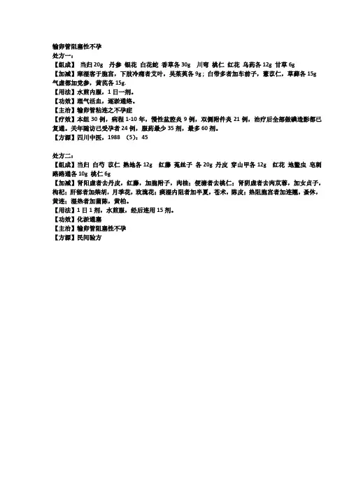 输卵管不通药方
