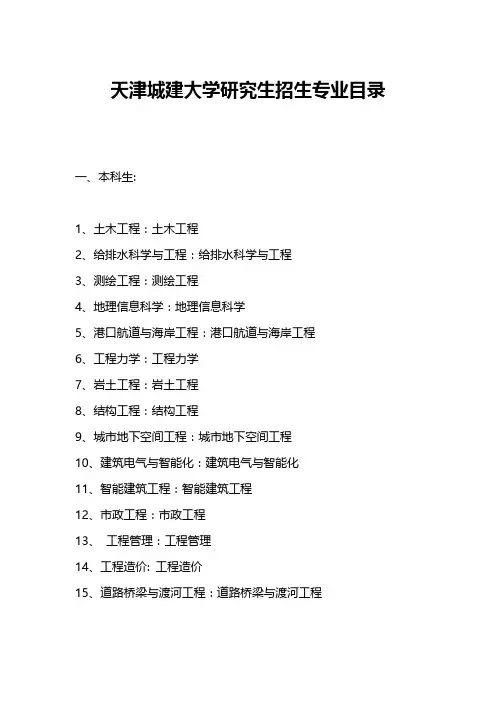 天津城建大学研究生招生专业目录