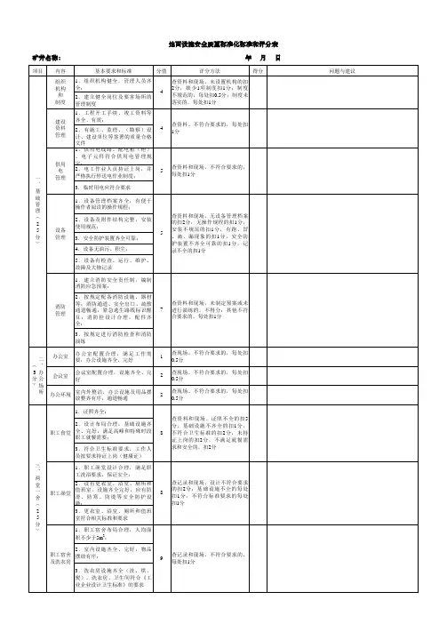 地面设施安全质量标准化标准和评分表