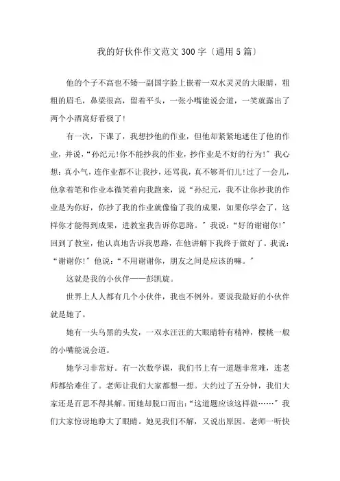 我的好伙伴作文范文300字(通用5篇)精选