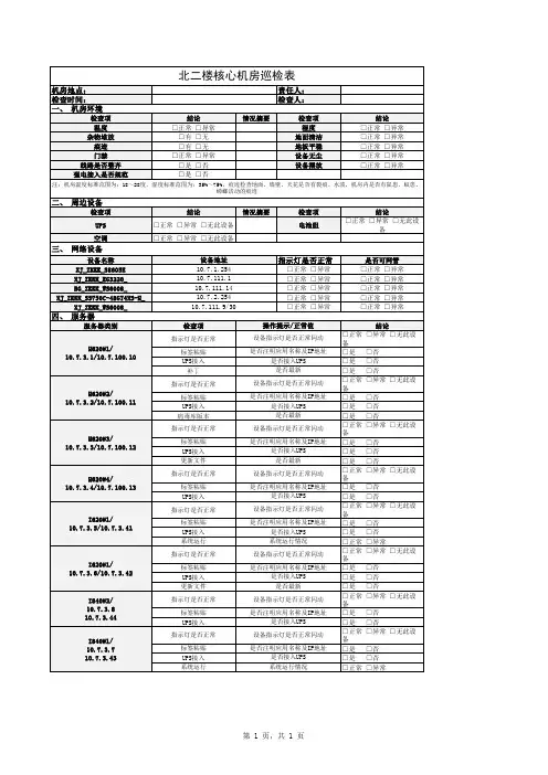 信息机房巡检表