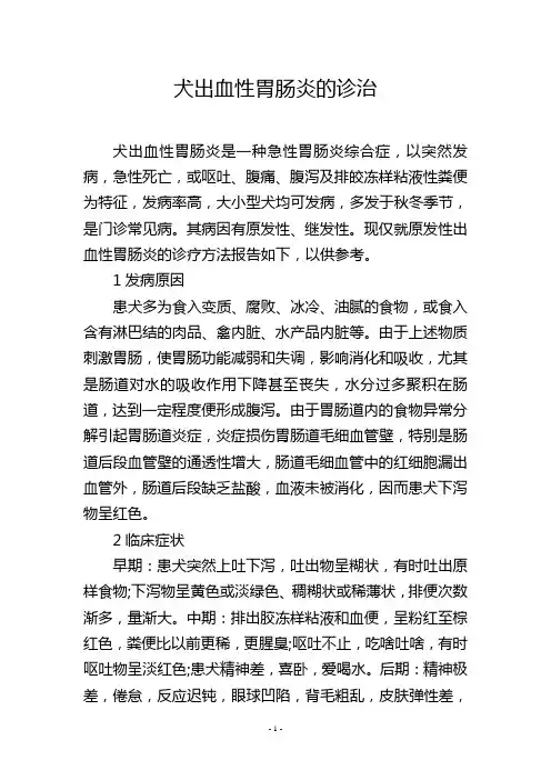 犬出血性胃肠炎的诊治