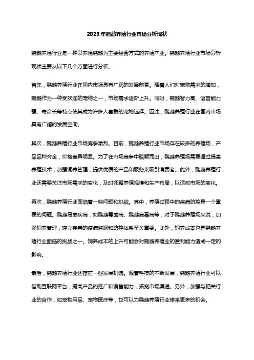 2023年鹦鹉养殖行业市场分析现状