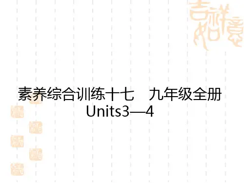 初中中考英语总复习练测课件 教材复习 素养综合训练 九年级全册Units3—4