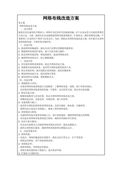 网络布线改造方案