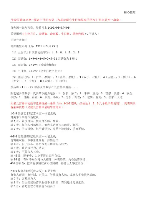 生命灵数九宫格--探索生日的密语