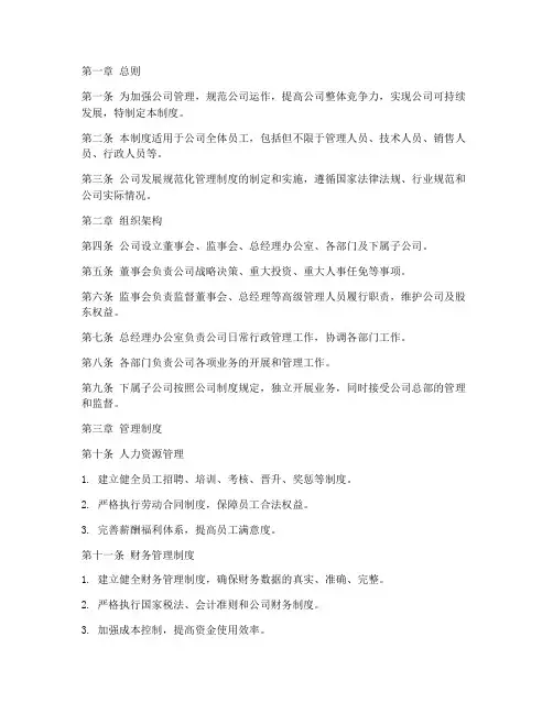 公司发展规范化管理制度