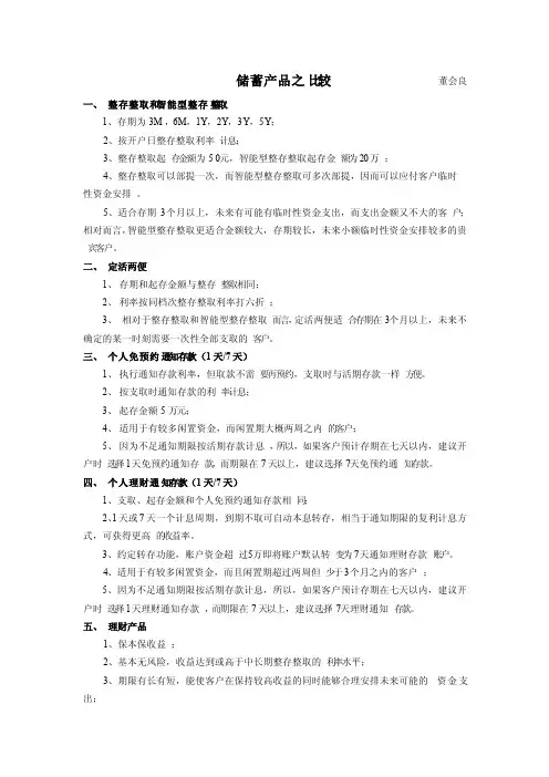 储蓄产品优势比较