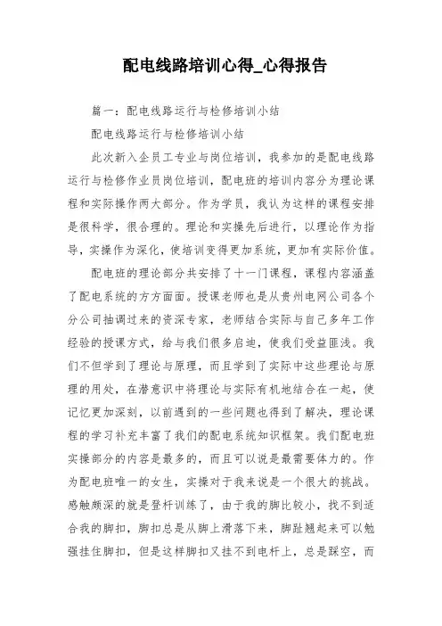 配电线路培训心得-心得报告