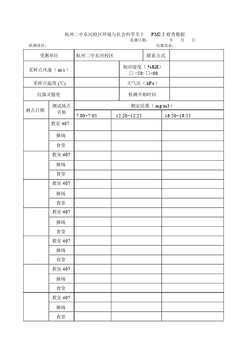 PM2.5检测记录表