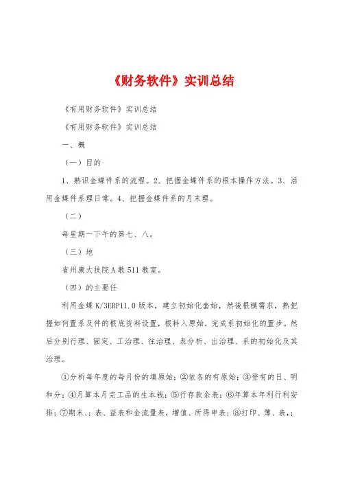 《财务软件》实训总结
