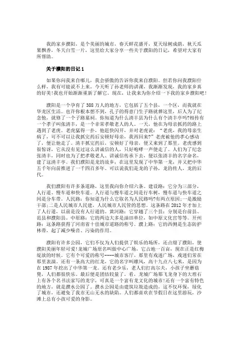 关于濮阳的日记2020最新