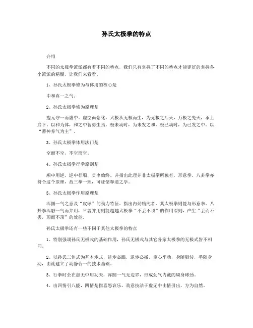 孙氏太极拳的特点