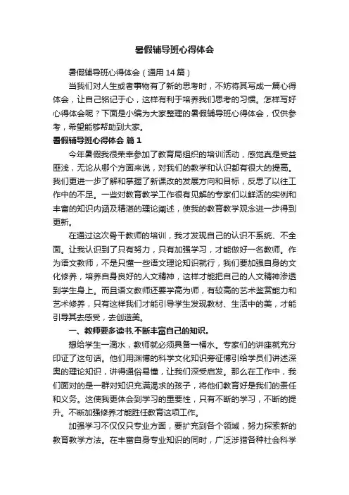 暑假辅导班心得体会（通用14篇）