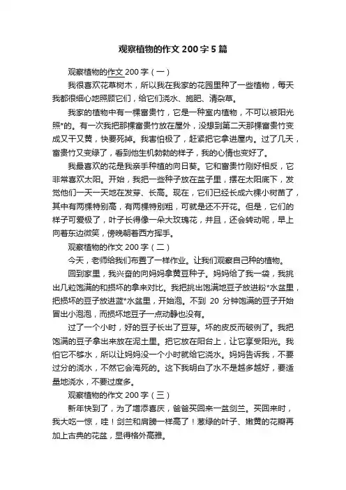 观察植物的作文200字5篇
