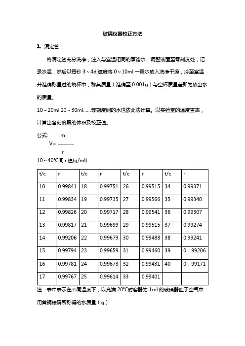 玻璃仪器校正方法