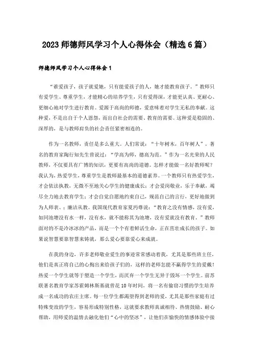 2023师德师风学习个人心得体会(精选6篇)_1