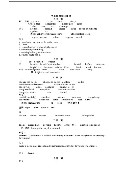 (完整)中考英语首字母填词高频词汇.doc