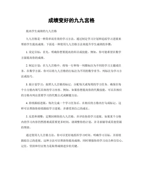 成绩变好的九九宫格