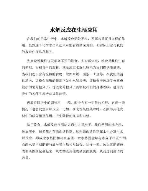水解反应在生活应用