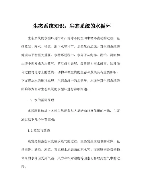 生态系统知识：生态系统的水循环