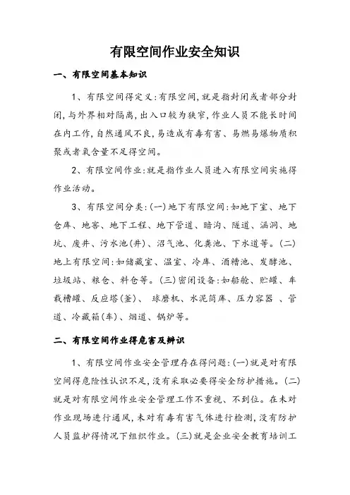 有限空间作业安全知识