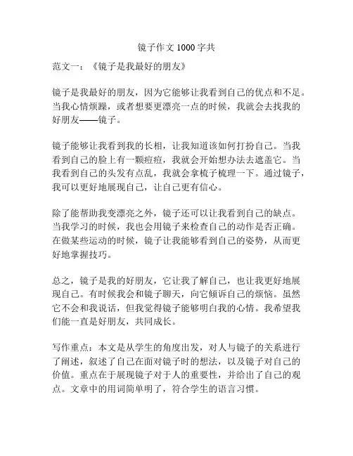 镜子作文1000字共
