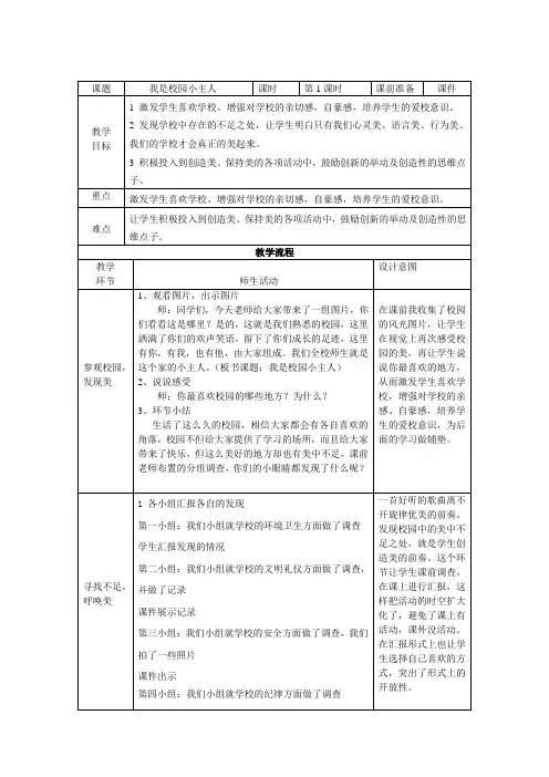 课题 我是校园小主人课时第1课时课前准备课件