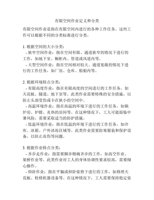 有限空间作业定义和分类
