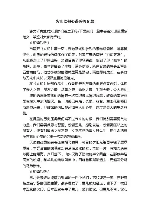 火印读书心得感悟5篇