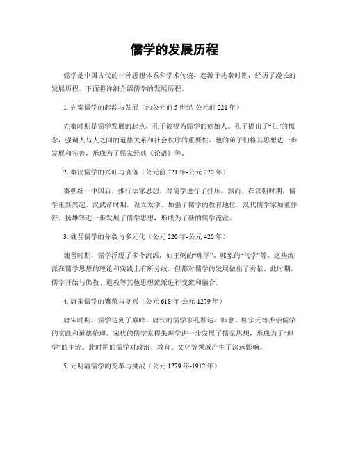 儒学的发展历程