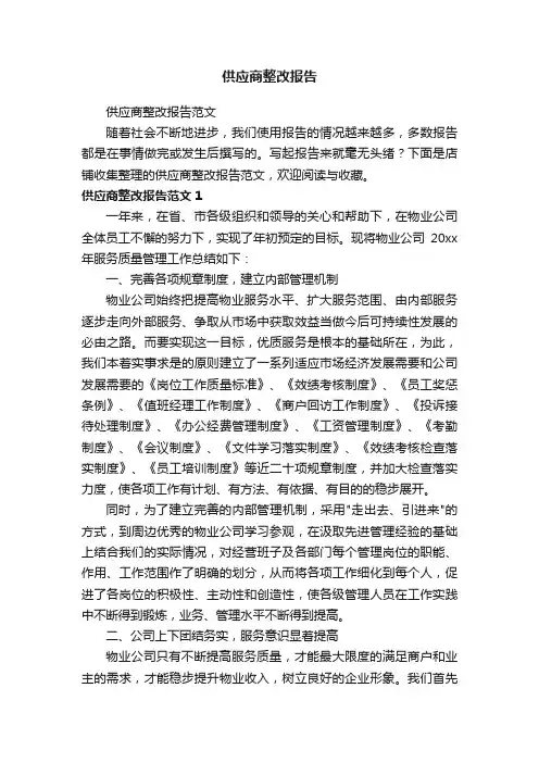 供应商整改报告