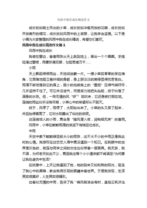 风雨中我在成长精选作文_作文750字_中考作文_