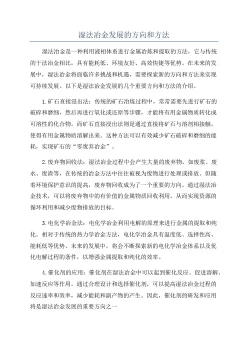 湿法冶金发展的方向和方法