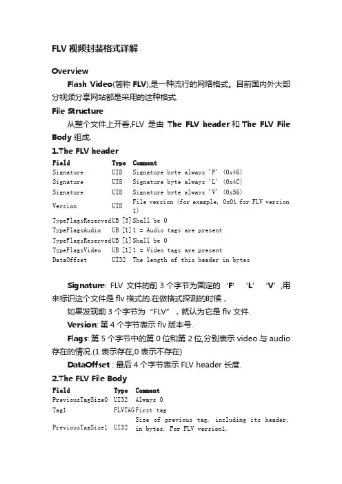 FLV视频封装格式详解