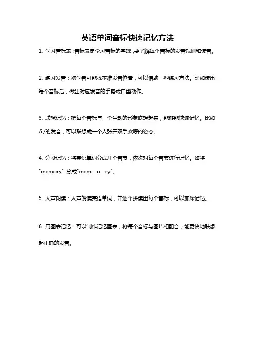 英语单词音标快速记忆方法