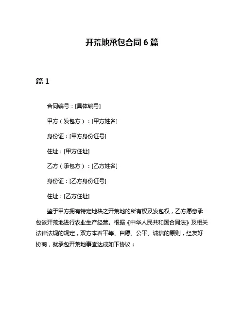 开荒地承包合同6篇