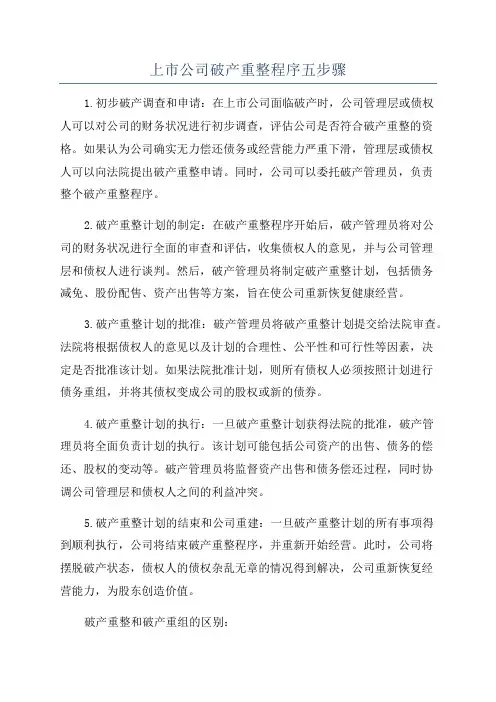 上市公司破产重整程序五步骤