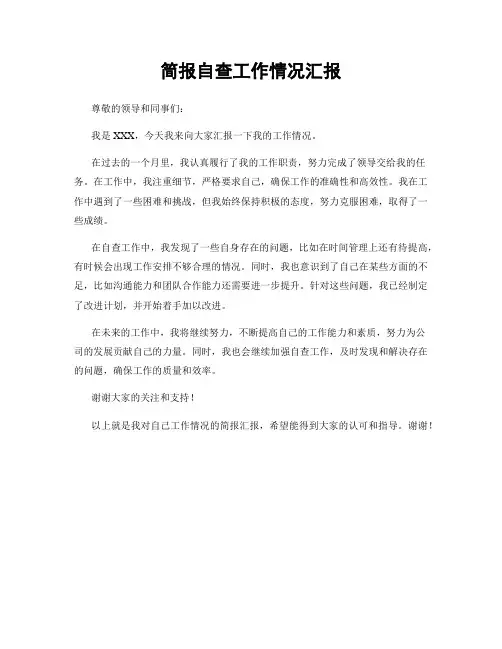 简报自查工作情况汇报