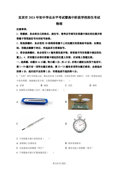 2024年四川省宜宾市中考物理试题