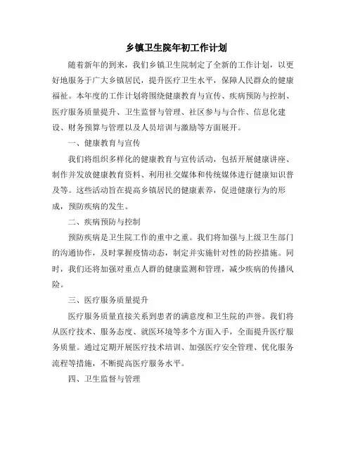 乡镇卫生院年初工作计划